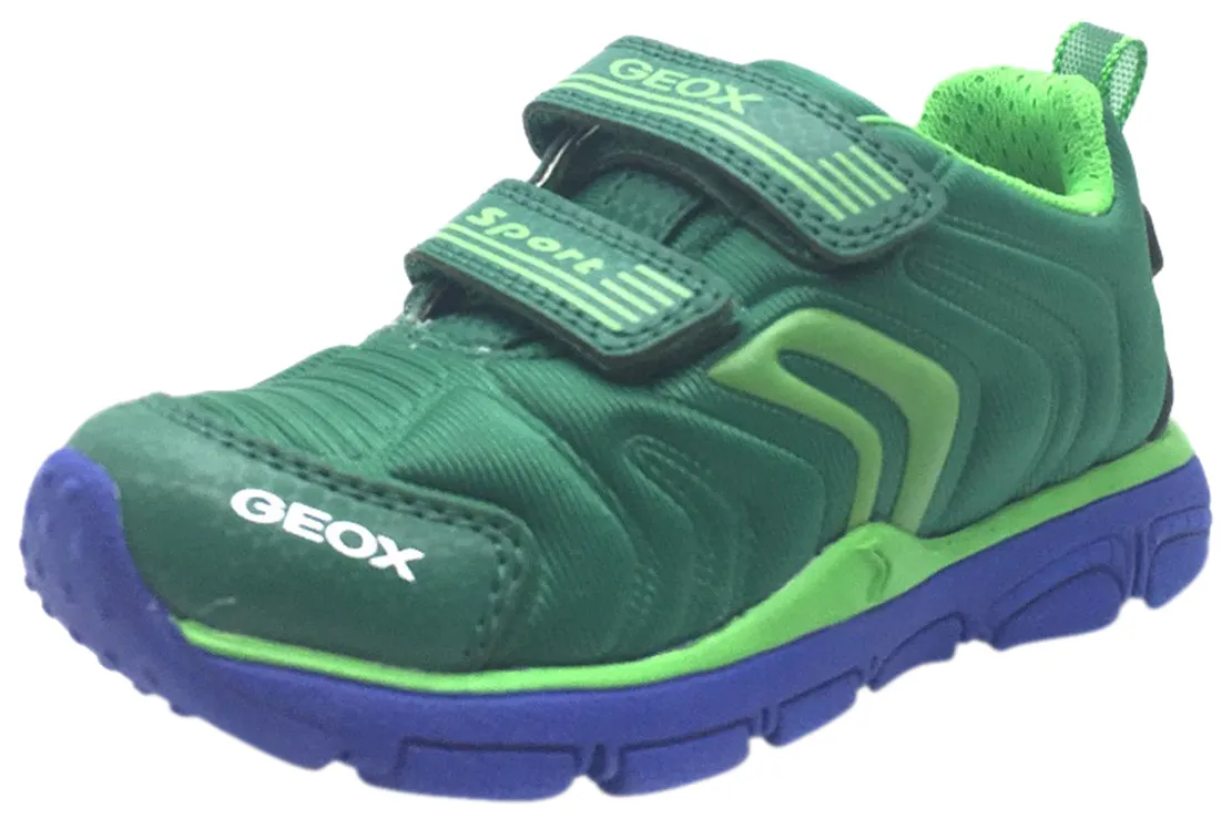 Geox Boy's Torque Green Double Hook and Loop Strap Sporty Low Top Breathable Sneaker Asics Shoes Vs Skechers