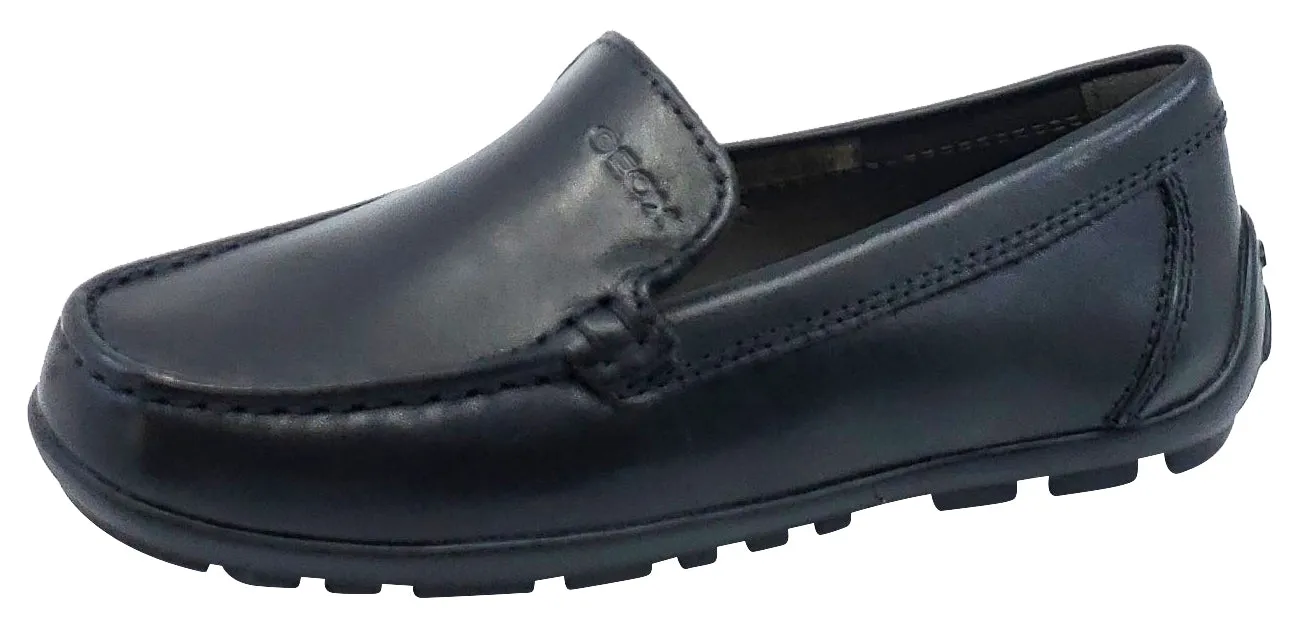 Geox Jr New Fast Mocassin Black Premium Leather Plain Slip On for Boy's Mens Tennis Shoes Asics
