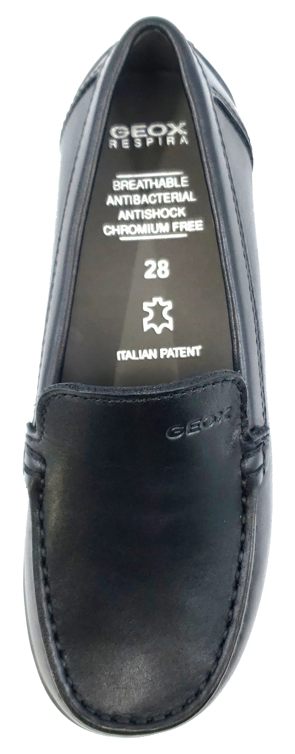 Shoes Like Asics Gel 1130 Geox Jr New Fast Mocassin Black Premium Leather Plain Slip On for Boy's