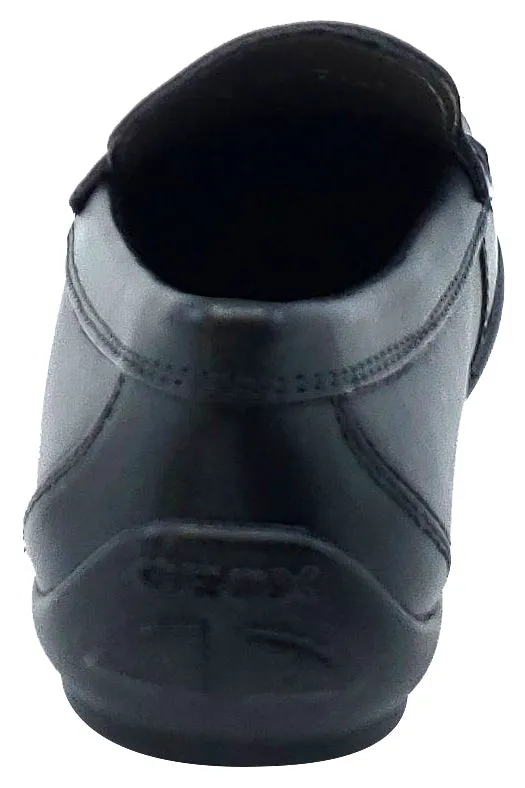 Geox Jr New Fast Mocassin Black Premium Leather Plain Slip On for Boy's Asics Gel-venture 5 Running Shoe