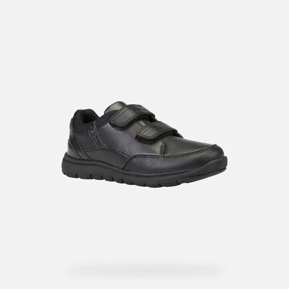 Geox Kids Xunday Smooth Leather School Shoes - Black Asics Shoes Japan