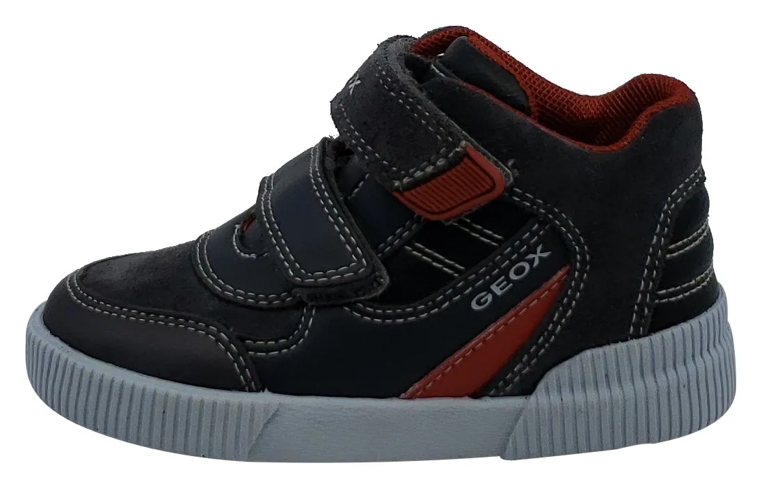 Asics Gel-lyte Shoes 1191a166 Geox Kilwi Dark Grey Black Suede Hook and Loop Boy's Hightop