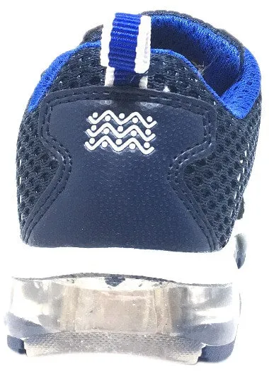 Geox Respira Boy's Android Navy & White Mesh Light Up Double Hook and Loop Sneaker Asics Dress Shoes