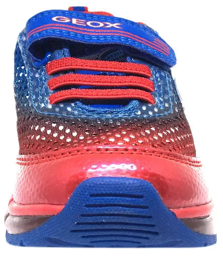 Asics Gel Squash Shoes Geox Respira Boy's Android Royal Blue & Red Mesh Light Up Double Hook and Loop Sneaker