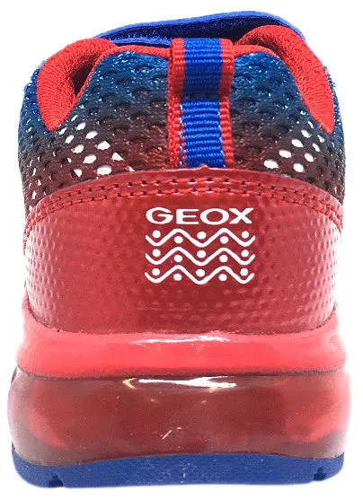 Asics Running Shoes Magic Speed Geox Respira Boy's Android Royal Blue & Red Mesh Light Up Double Hook and Loop Sneaker