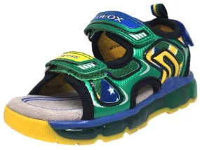 Best Asic Shoe For Supination Geox Respira Boy's J Android B Green Triple Hook and Loop Strap Light Up Fisherman Sandal