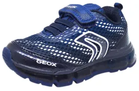Asics Weightlifting Shoes Geox Respira Boy's J Android Mesh Light Up Elastic Lace Hook and Loop Sneaker Shoe, Navy