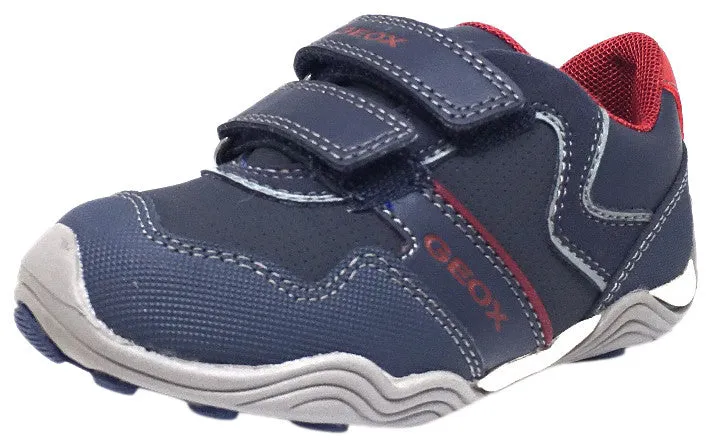 Geox Respira Boy's J Arno Leather Perforated Double Hook and Loop Sneaker Shoes, Navy Asics Noosa Shoes