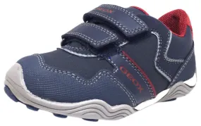 Geox Respira Boy's J Arno Leather Perforated Double Hook and Loop Sneaker Shoes, Navy Asics Off Road Running Shoes