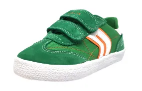 Geox Respira Boy's Suede and Canvas Double Hook and Loop Skater Sneaker Shoes, Green/Orange Best Asics Table Tennis Shoes
