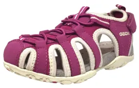 Geox Respira Girl's J S. Roxanne Fuchsia Intricate Elastic Upper Back Hook and Loop Strap Closed Toe Fisherman Sandal Asics Sport Shoes