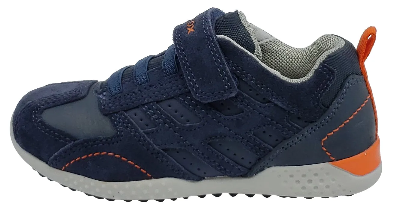 Asics Gel Exalt 4 Running Shoes Geox Snake Suede Textile Navy Hook and Loop Sneaker Junior for Boy's