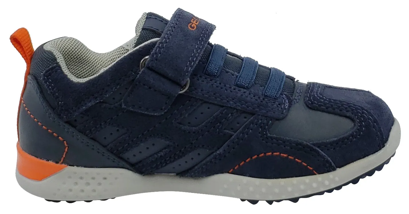 Geox Snake Suede Textile Navy Hook and Loop Sneaker Junior for Boy's Asics Ahar Gel Shoes