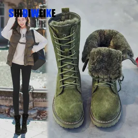 Snow Skate Boots Original Genuine Leather Snow Boots Woman Winter Boots Winter Women's Shoes Pig Split Ladies Platform Booties G888