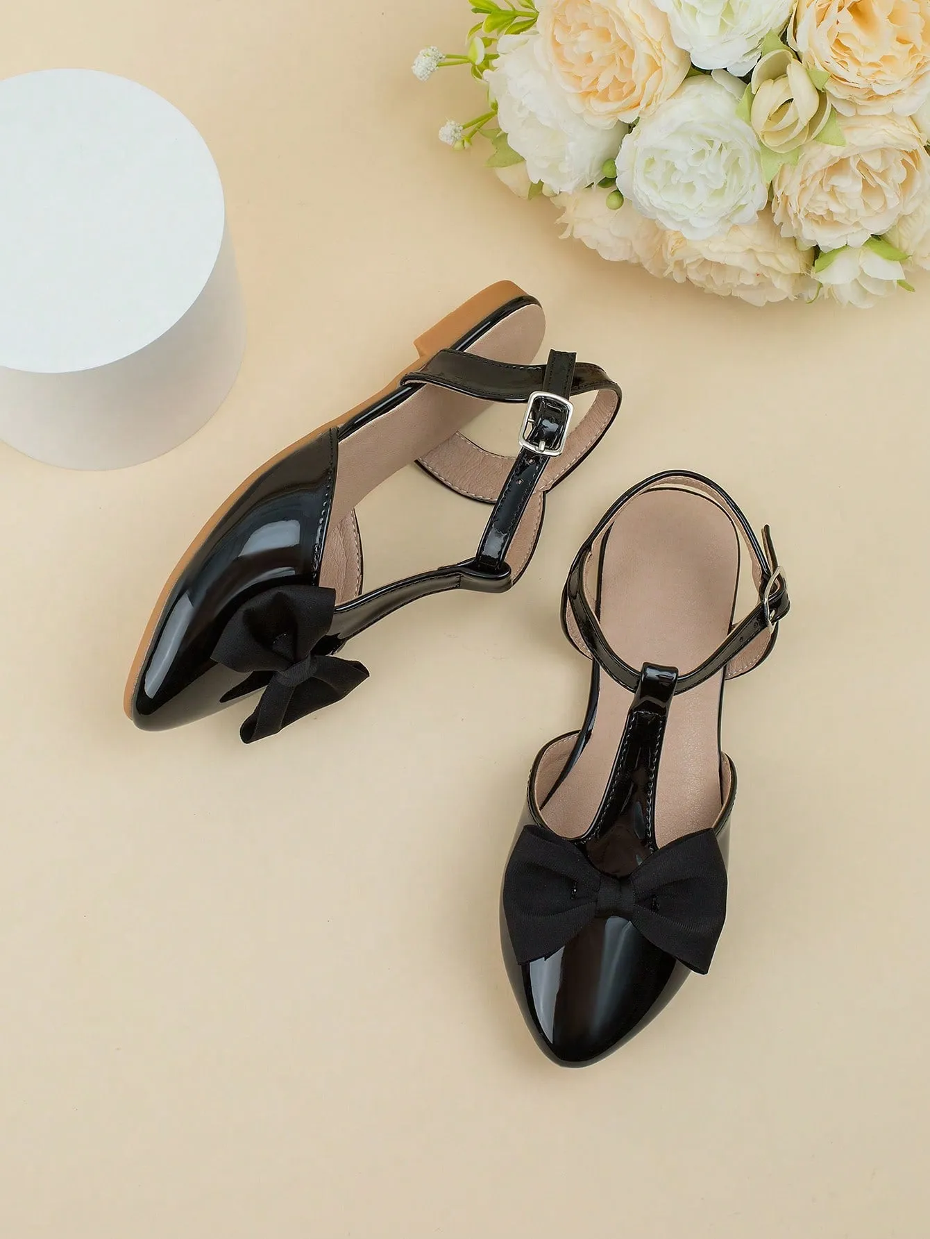 Grass Court Tennis Shoes Asics Girls Bow Decor Point Toe Ankle Strap Flats For Party