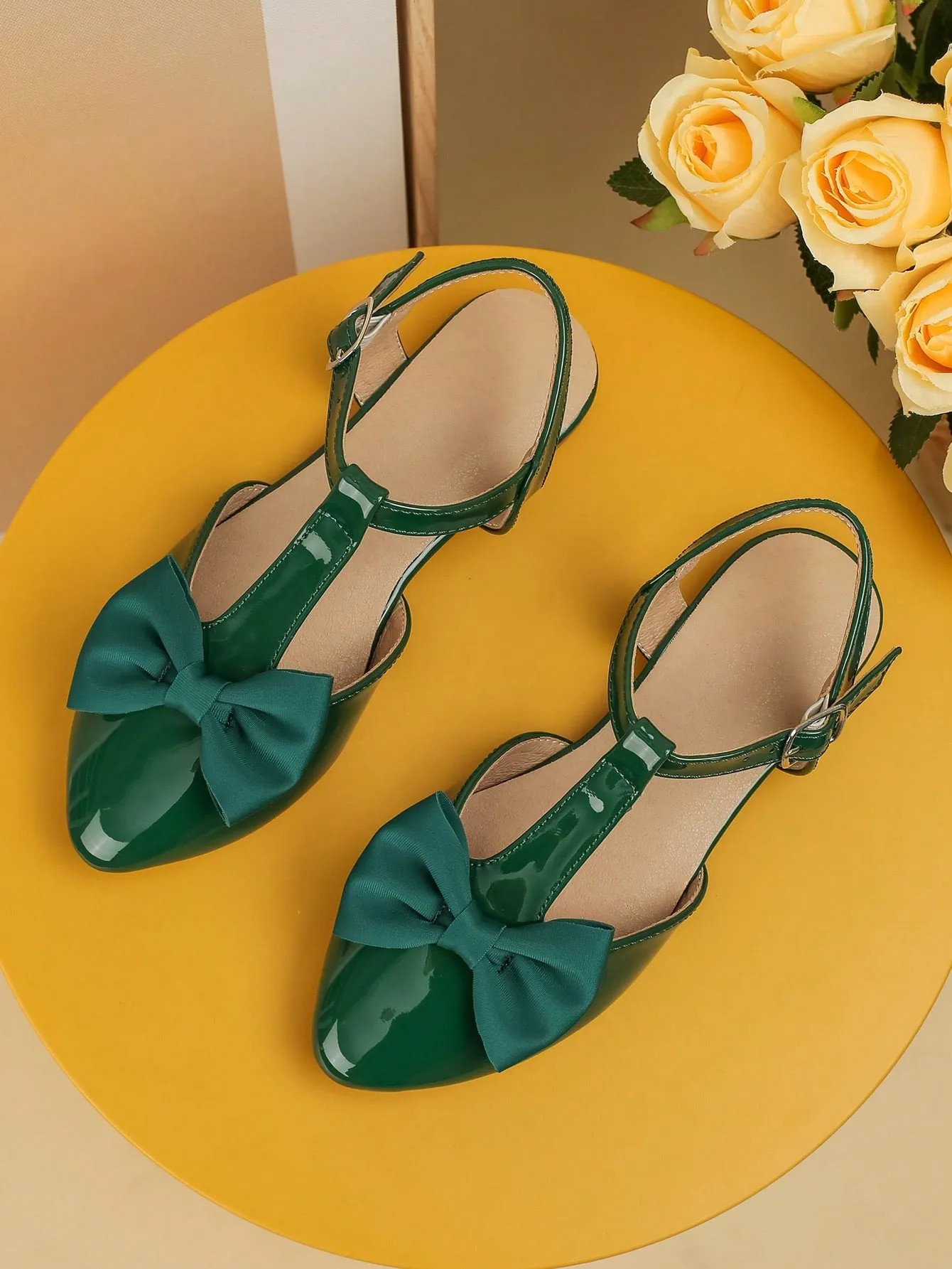 Long Run Shoes Asics Girls Bow Decor Point Toe Ankle Strap Flats For Party