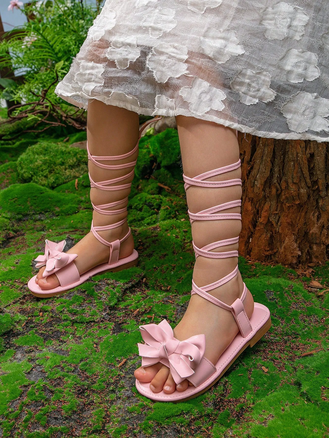 Best Affordable Asics Running Shoes Girls Bow Decor Tie Leg Design Strappy Sandals