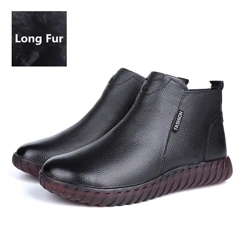 GKTINOO Vintage Handmade Genuine Leather Women Ankle Boots Casual Snow Boots Winter Ladies Flat Shoes Zip Rubber Botines Mujer Nevados Snow Boots