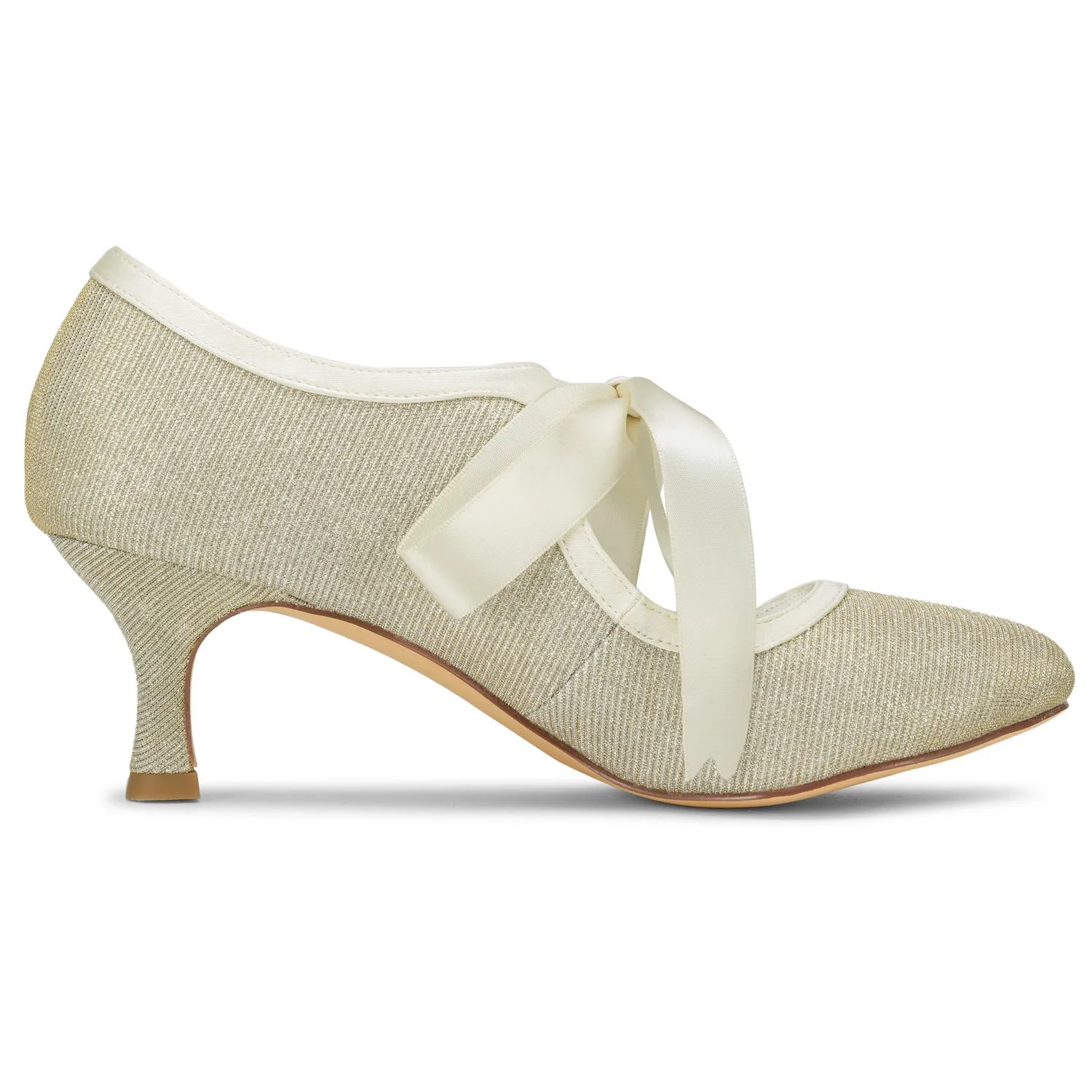 Composite Toe Dress Shoes Women's Bridal Shoes 2.4'' Closed Toe Stiletto Heel Lace Satin Pumps Ribbon Tie Wedding Shoes