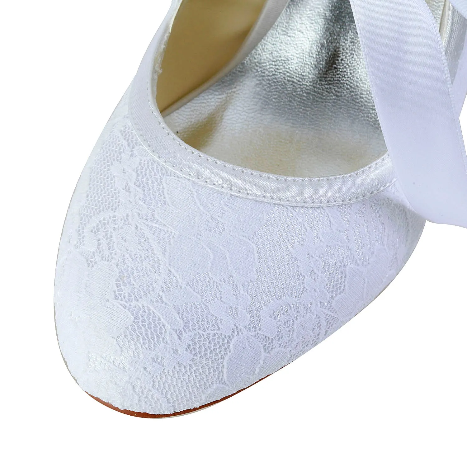 Clarks Dress Shoe Women's Bridal Shoes 2.4'' Closed Toe Stiletto Heel Lace Satin Pumps Ribbon Tie Wedding Shoes