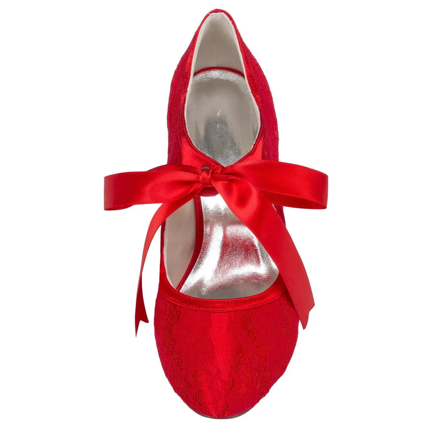 Orange Dress Shoes Women's Bridal Shoes 2.4'' Closed Toe Stiletto Heel Lace Satin Pumps Ribbon Tie Wedding Shoes
