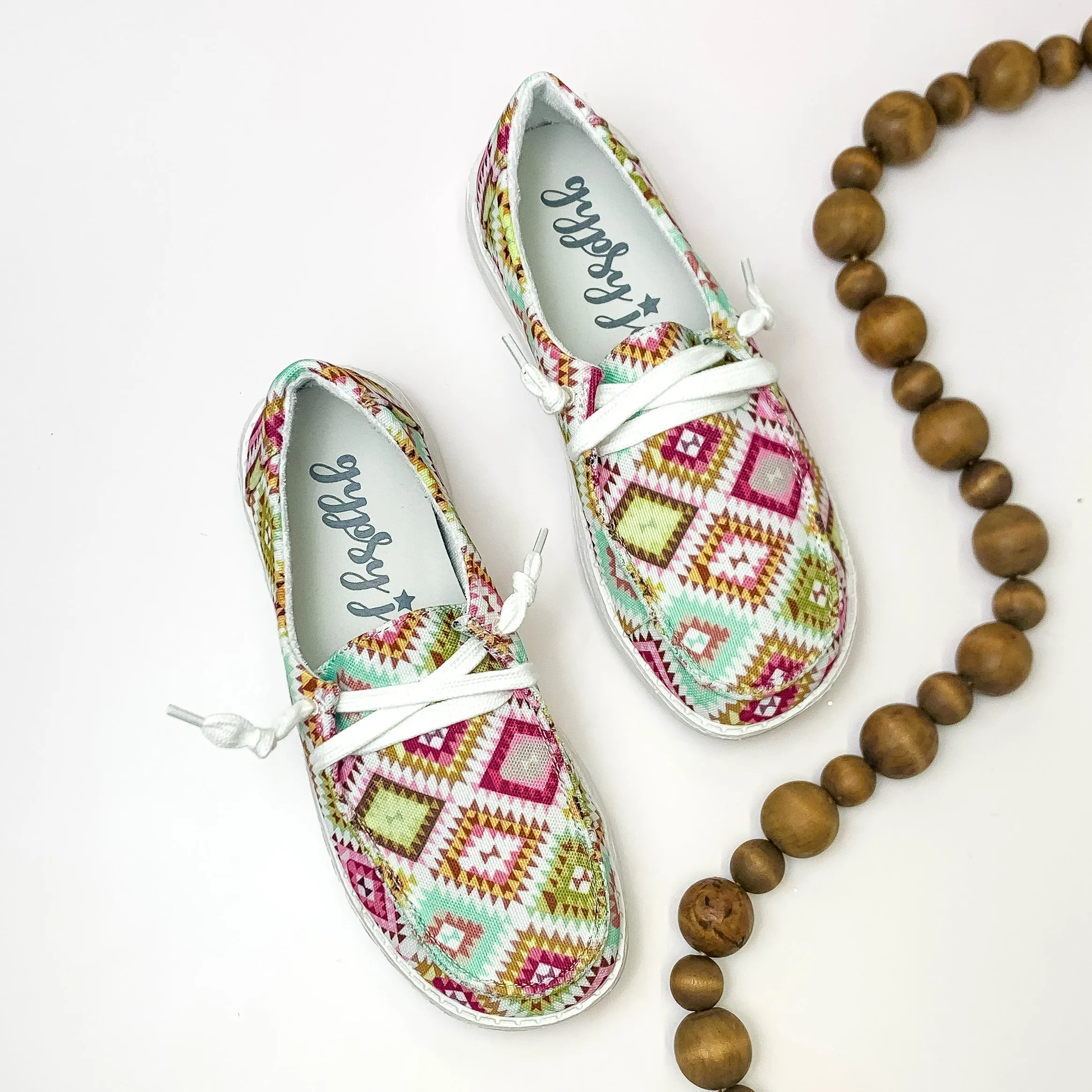 Best Asics Carbon Running Shoes Very G | Have To Run Slip On Loafer with Laces in Green and Pink Multi Aztec Print