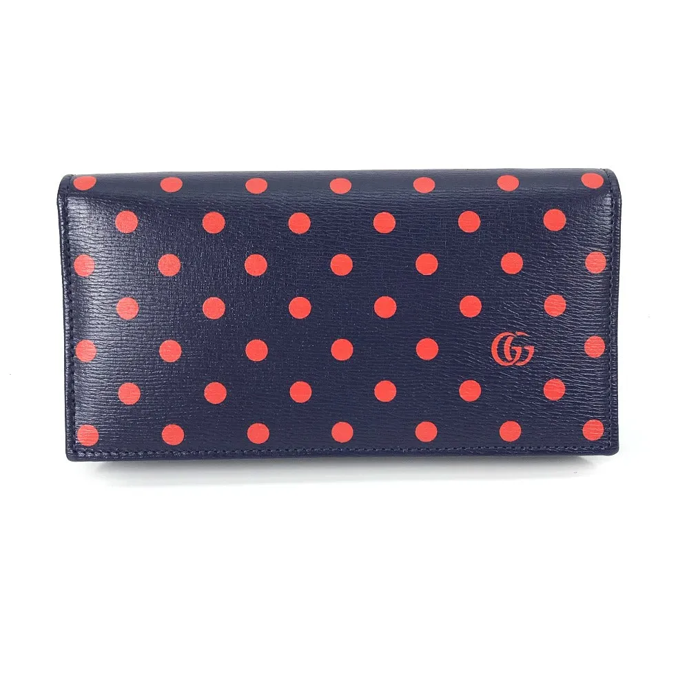 GUCCI Long Wallet Purse 621892 leather Navy x red Horsebit 1955 Dot Polka Dot Chain wallet Women Used Aerosoles Loafers