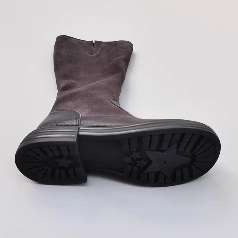 Handmade Leather Knee High Boots Big Toe Splicing Design Riding Boots Black/Brown Baffin Snow Boots Canada