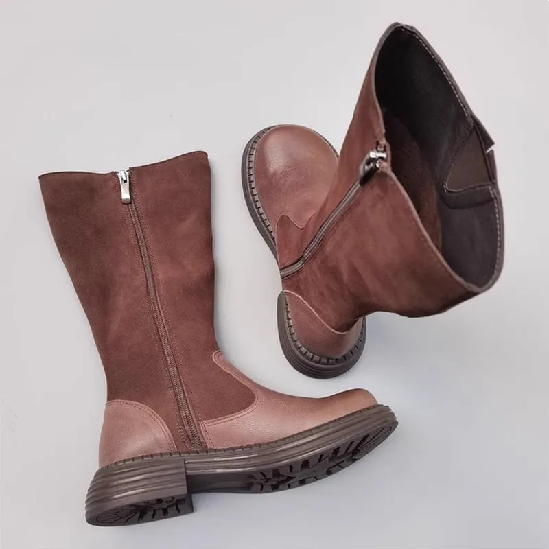 Bogner Chamonix Snow Boots Handmade Leather Knee High Boots Big Toe Splicing Design Riding Boots Black/Brown