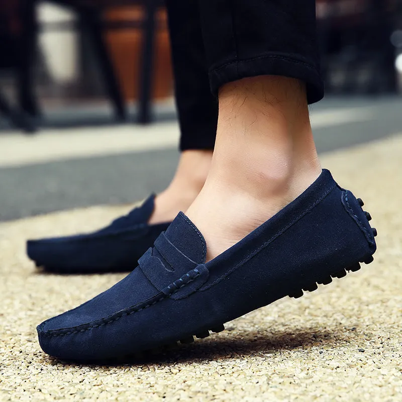Loafers Trousers Handmade Suede Leather Mens Shoes Casual Luxury Men Loafers Italian Breathable Driving Shoes Slip On