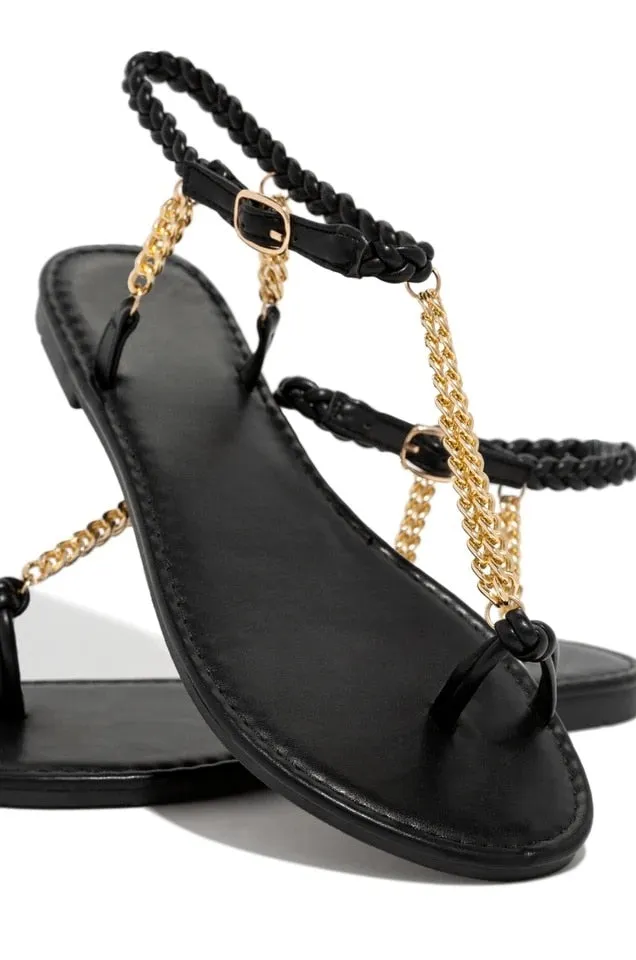 Summer Sexy Trend Women Sandals Metal Chain Narrow Band Cross Tied Flat shoes Shoes Good For Feet