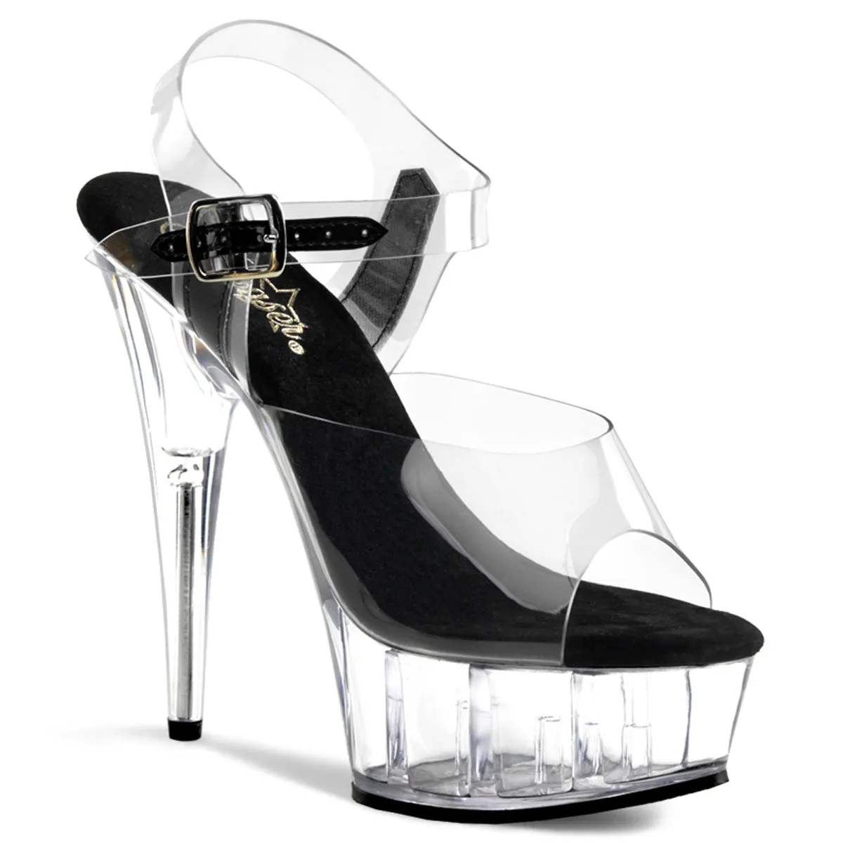 DELIGHT-608 Pleaser Clear/Black Sexy Platform Shoes (Pole Dancing Heels) Asics Bowling Shoes