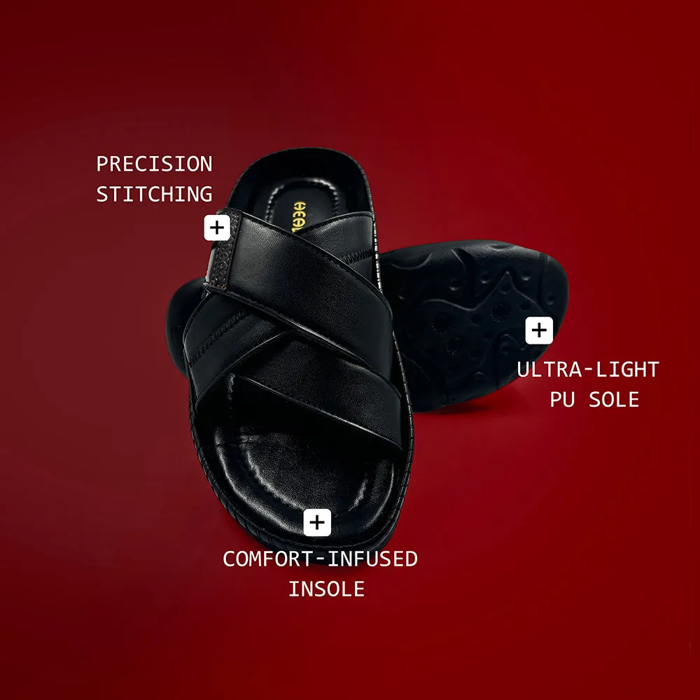 Healers Black Casual Slippers For Men STARC-2E By Liberty The Most Comfortable Slippers