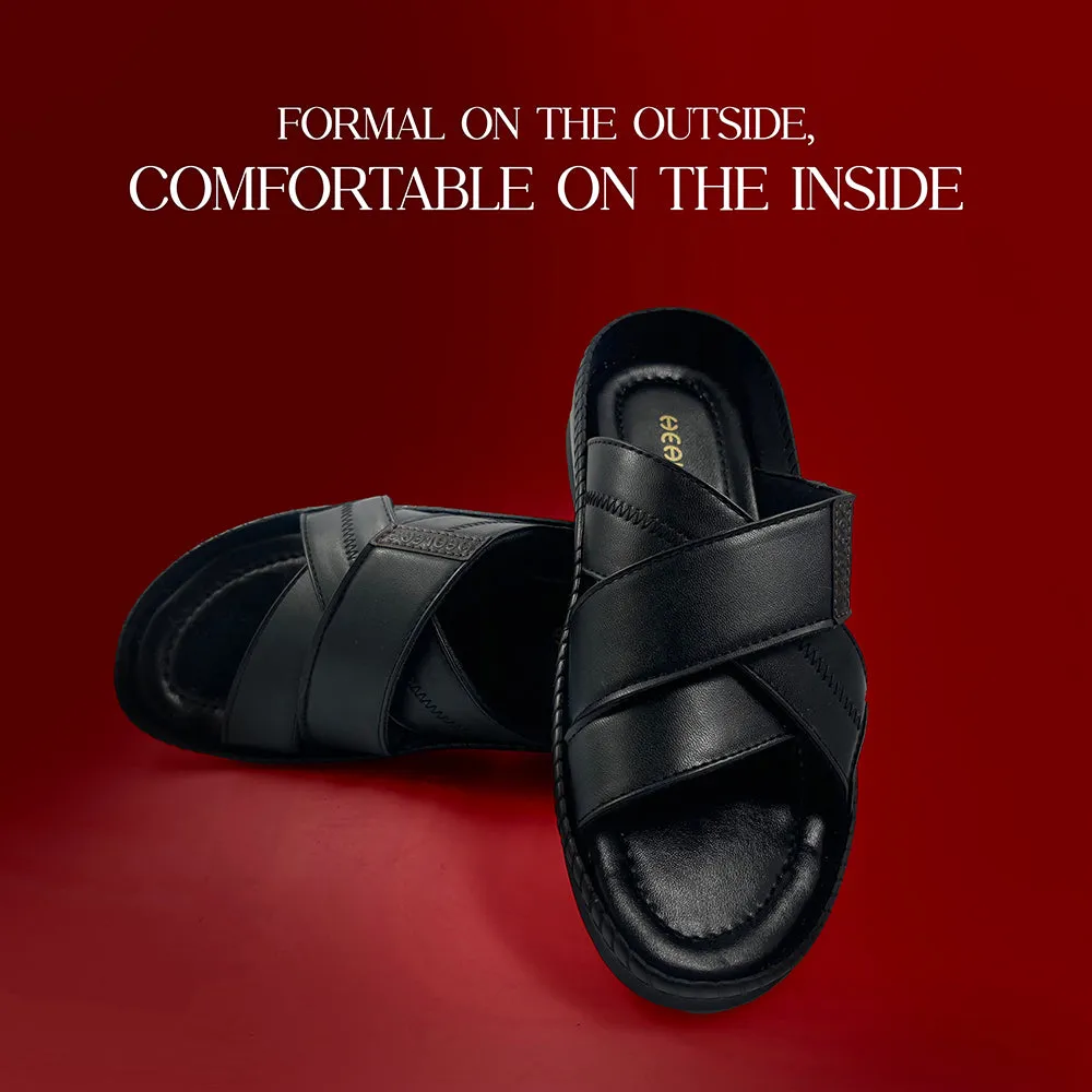 Healers Black Casual Slippers For Men STARC-2E By Liberty Slippers Sandals