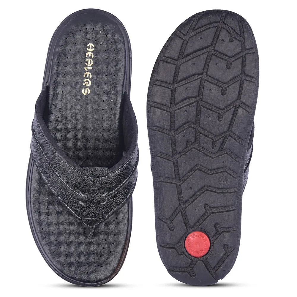 Tazz Suede Platform Clog Slippers Healers By Liberty Mens CSS-1 Black Casual Thong