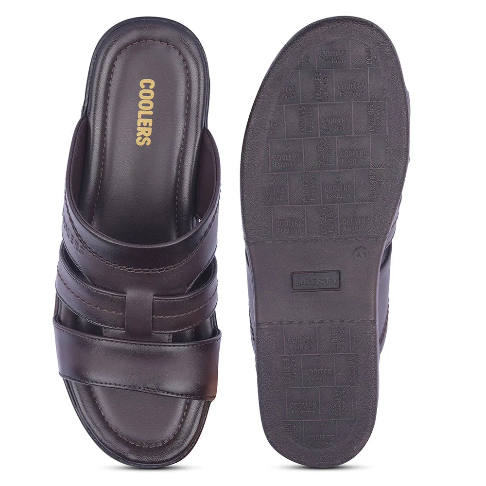 Healers By Liberty Mens ZUNAIRIO-E Brown Casual Slippers Designer Slides For Cheap