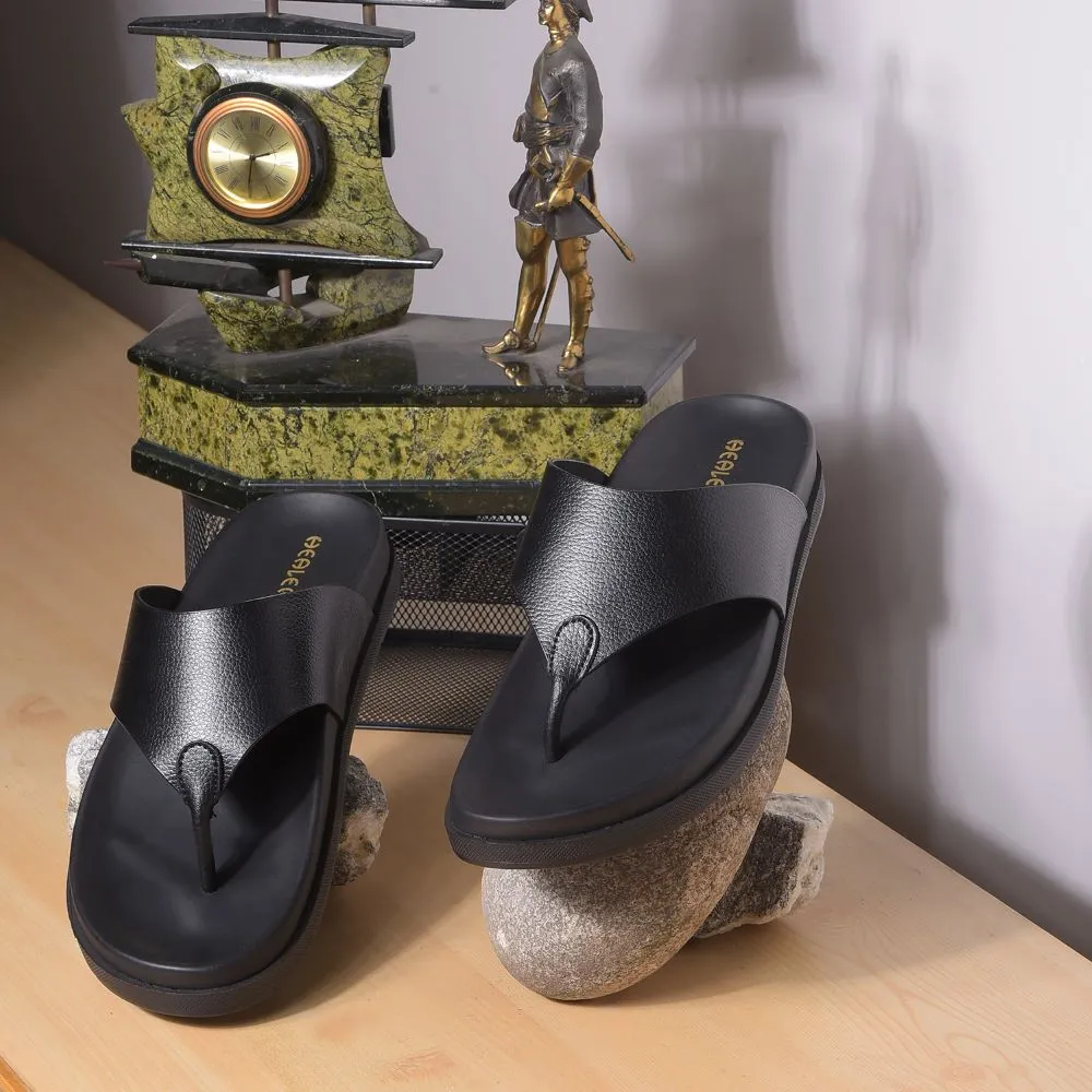 Low Heel Slides Healers Casual Black Slipper For Men MSL-3 By Liberty