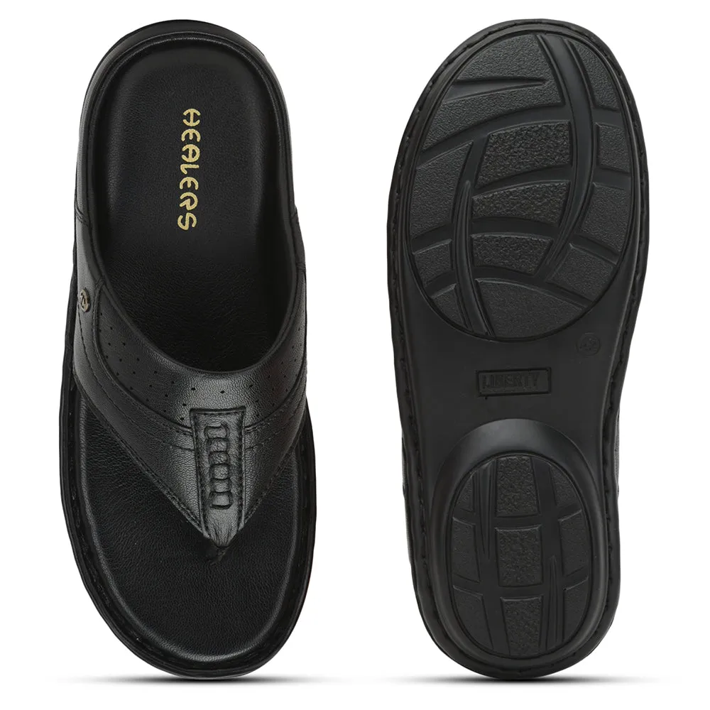 Posee Slides Healers Casual Slipper For Men (Black) ER-56 By Liberty