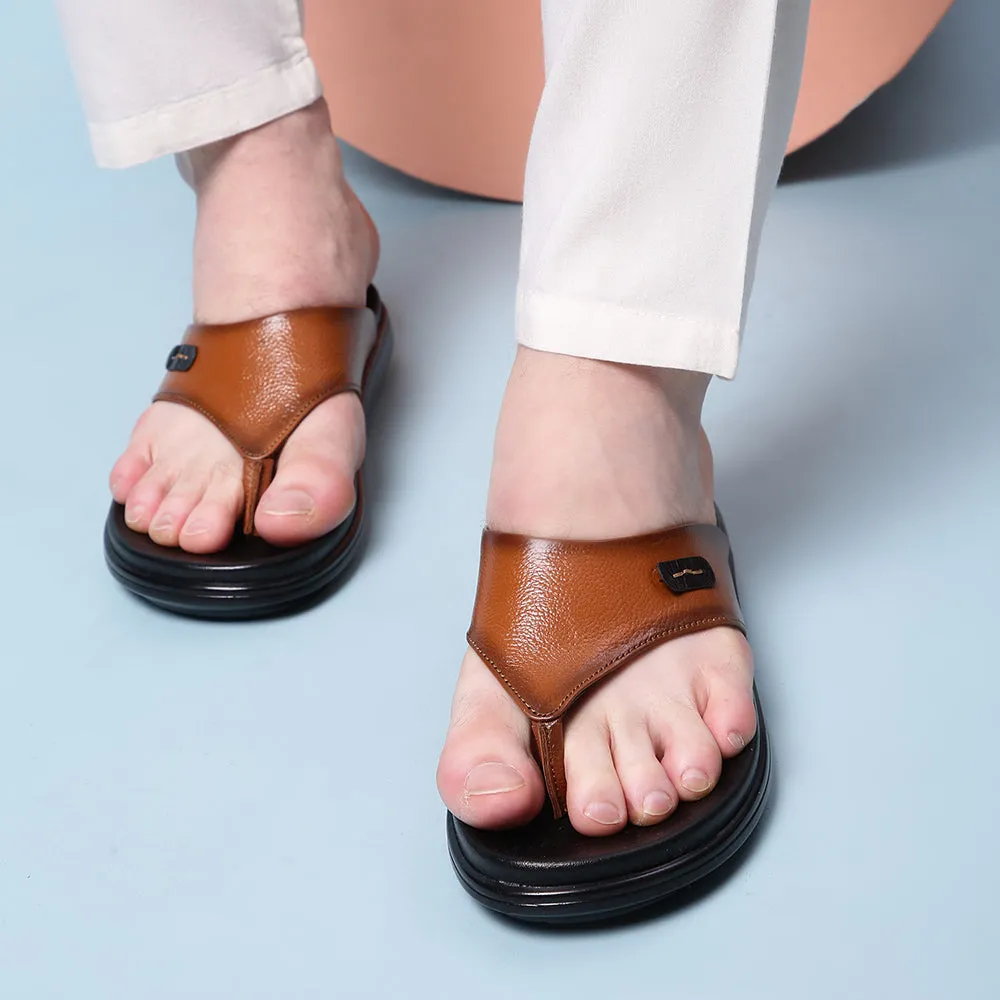 Healers Casual Tan Slipper For Men MDL-05 By Liberty Slide Lite