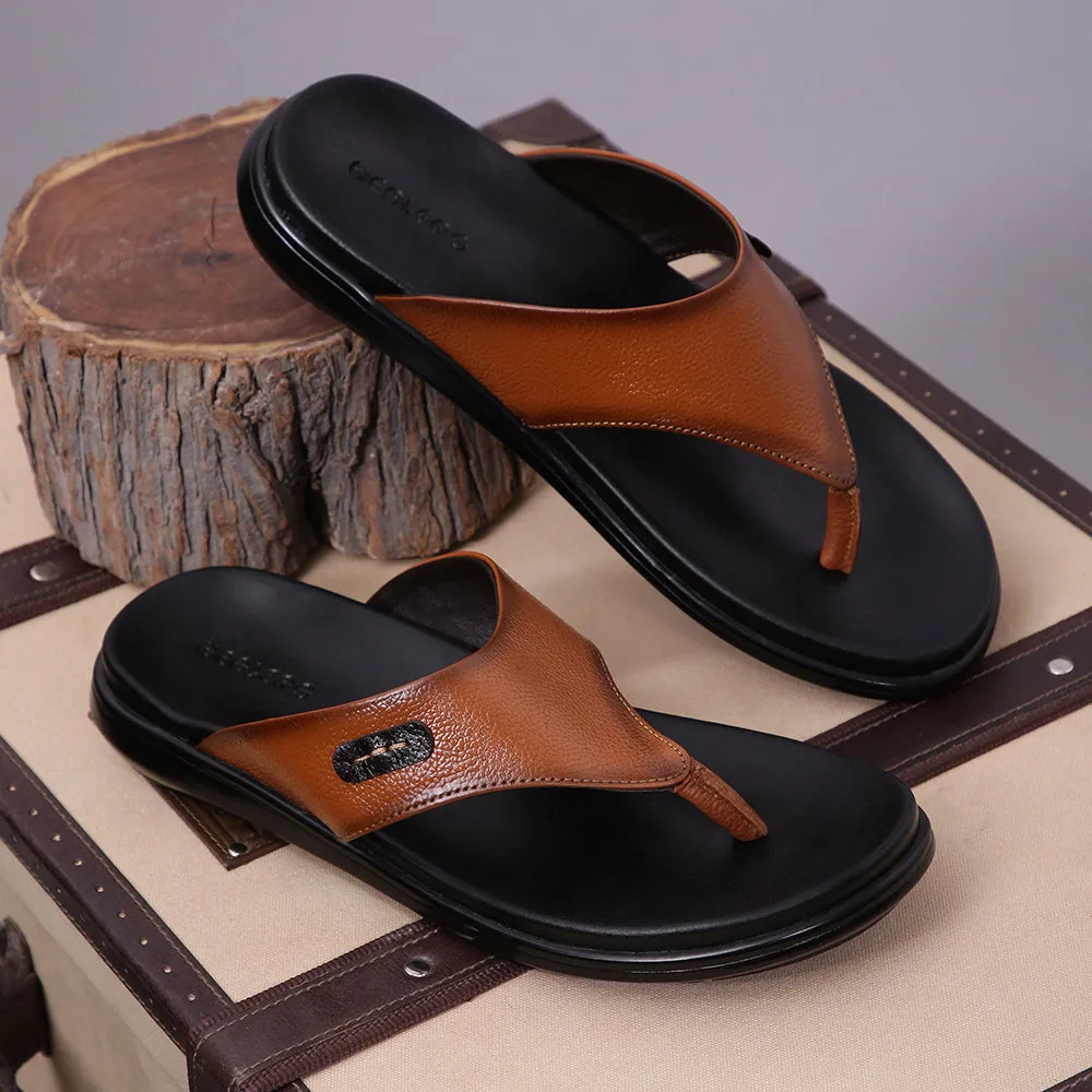 Healers Casual Tan Slipper For Men MDL-05 By Liberty Orthotic Slides