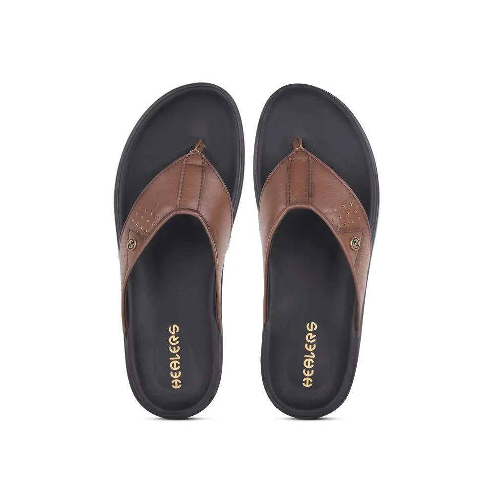 Slippers Flower Healers Casual Tan Slippers For Men LEEKS-1 By Liberty
