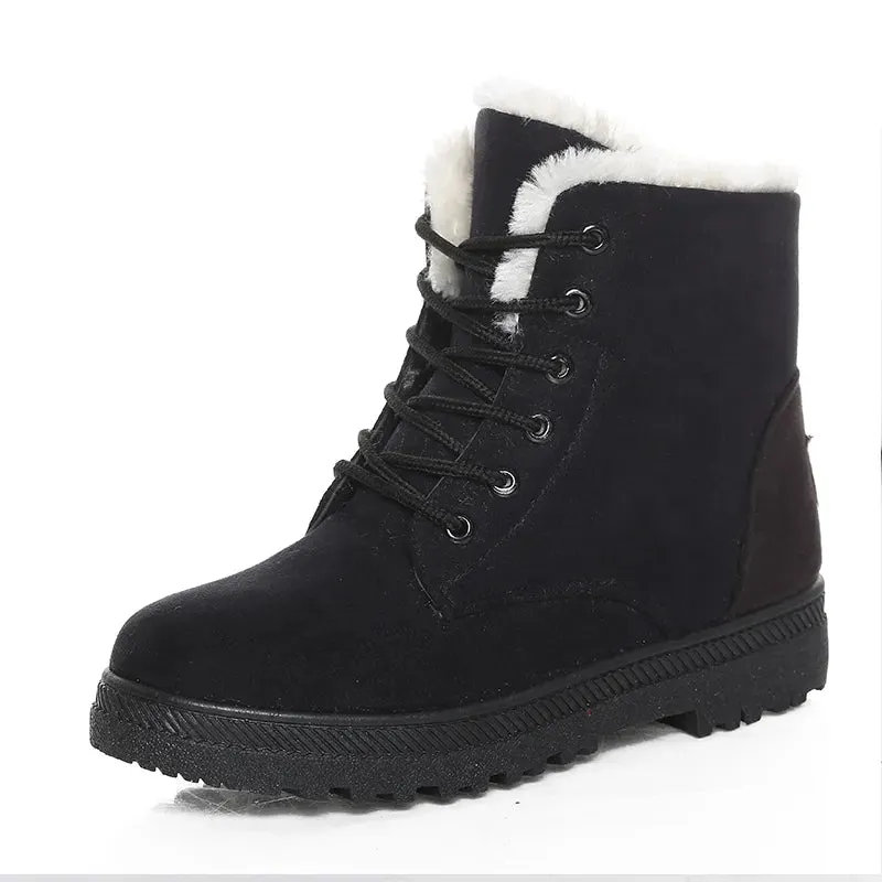 Snow Boots Ankle Winter Shoes Women Fur Botas Mujer Low Heels Short Boot Youth Snow Boots Size 6
