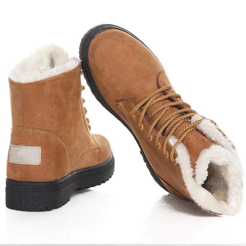 Metallic Snow Boots Snow Boots Ankle Winter Shoes Women Fur Botas Mujer Low Heels Short Boot