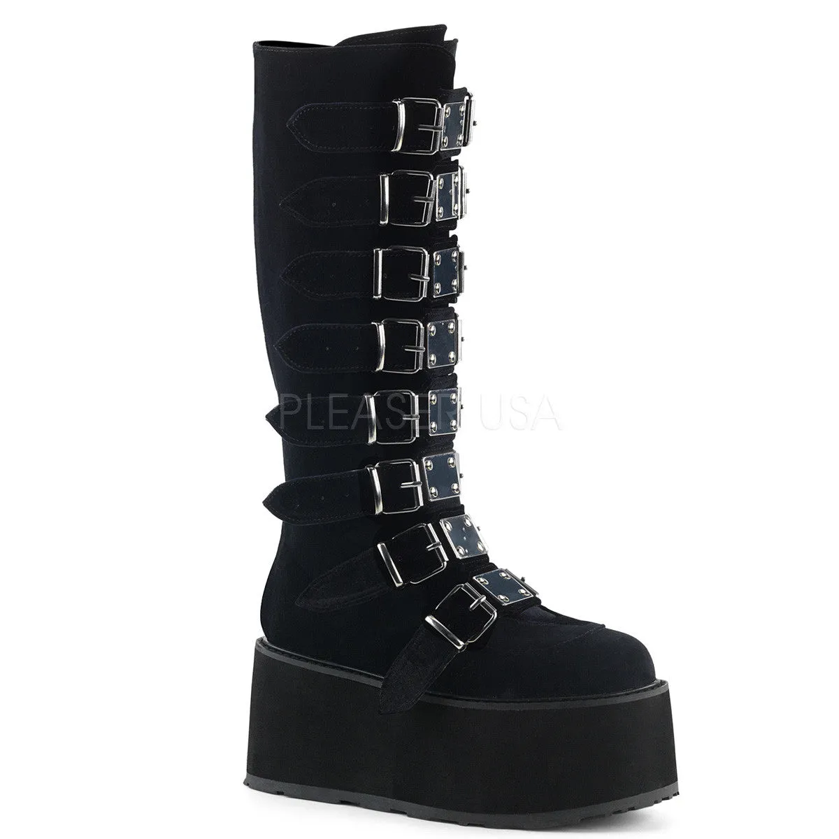 3 Inch Platform DAMNED-318 Black Velvet Best Work Boots For Farm Work