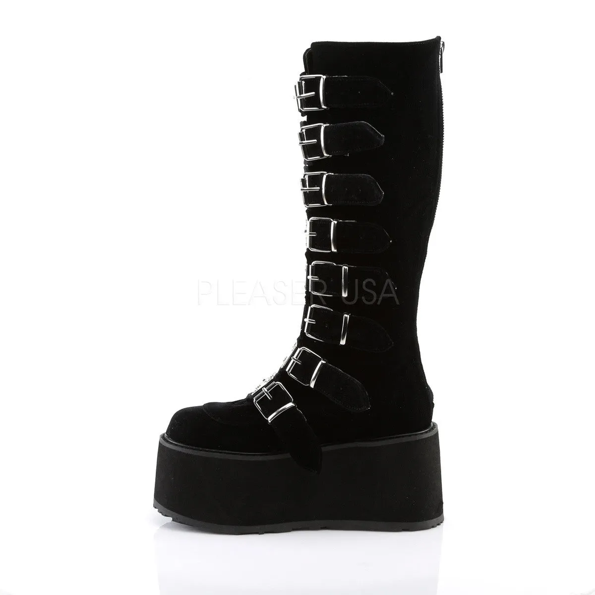 Work Boots With High Arch Support 3 Inch Platform DAMNED-318 Black Velvet