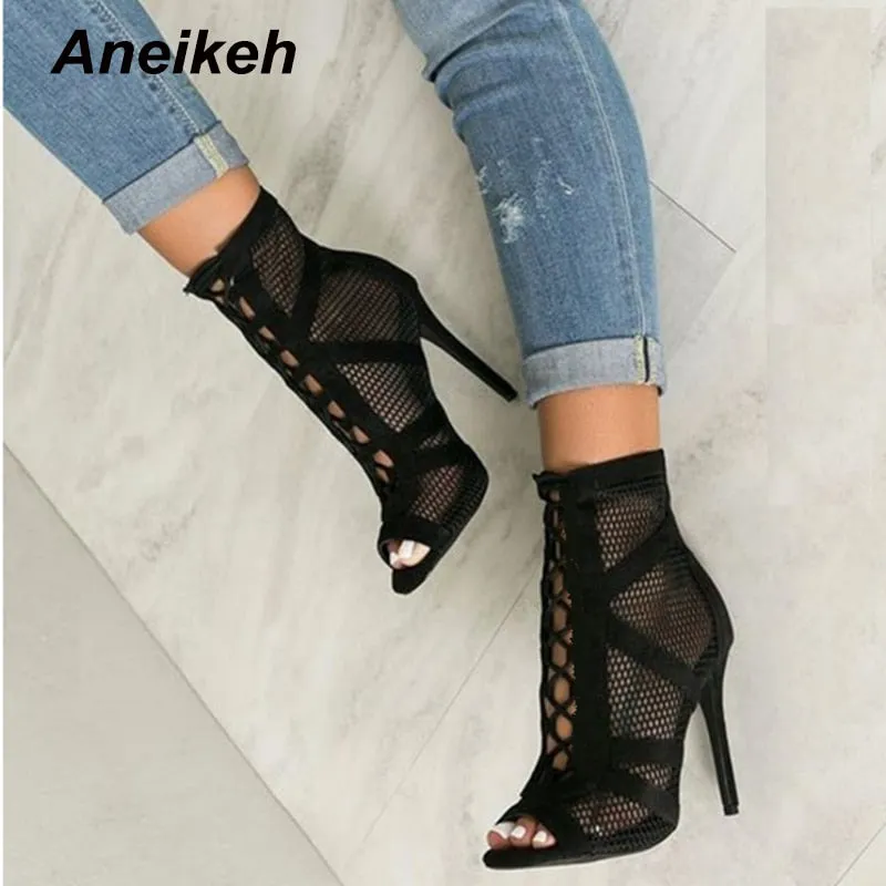 High Heel Sexy Mesh Sandal Ankle Boots Adidas Shoes Aesthetic