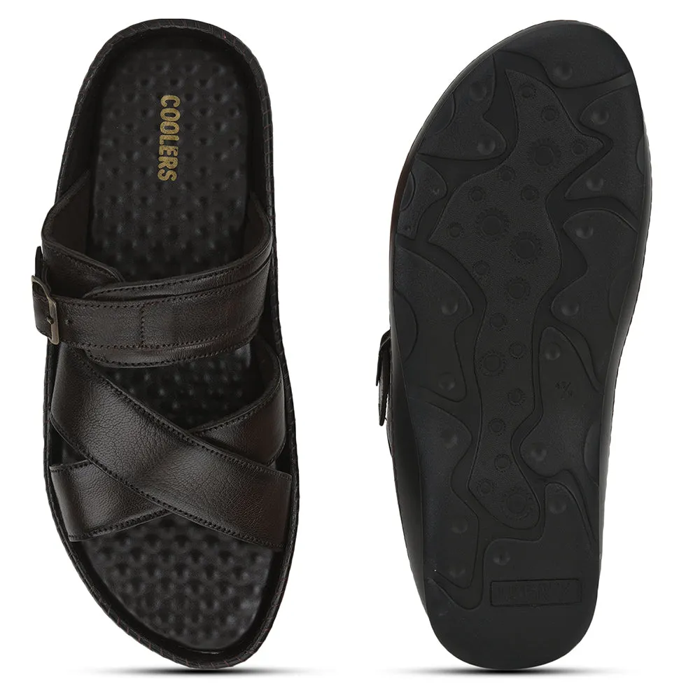 Backless Slippers Coolers Casual (Brown) Slippers For Men STEAMER-03 By Liberty