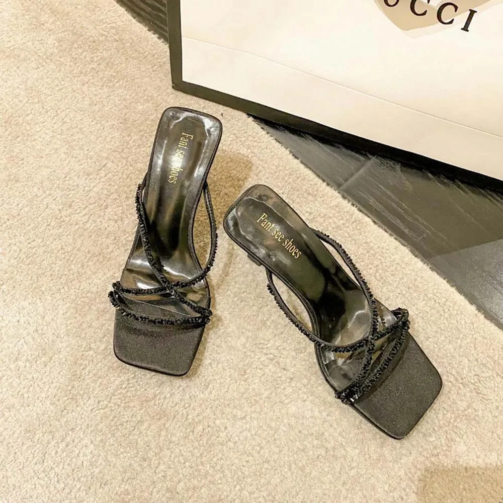 Childrens Ugg Slippers binfenxie  - Fashion Women Slides Slippers Black Silver Party Pumps Thin High Heels 2024 New Arrivals Wedding Shoes Woman Size 35-39 Sexy