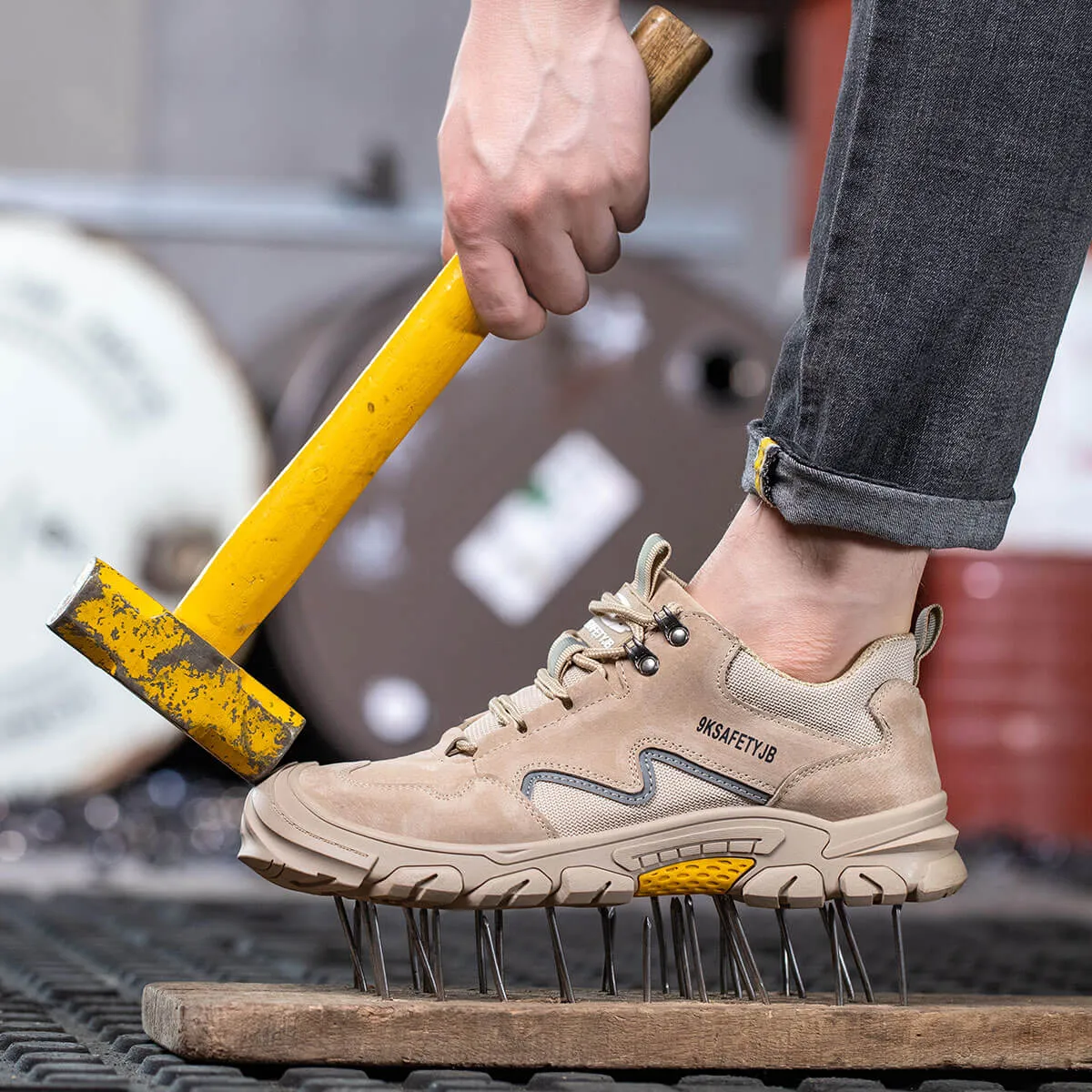 Asics No Lace Shoes Indestructible Steel Toe Shoes Men Women, Work Safety Shoes Working Industrial Construction Sneakers