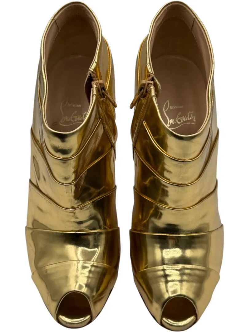 Christian Louboutin Gold Patent Leather Robot 120 Ankle Boots Size 39 Adidas Torsion Shoes